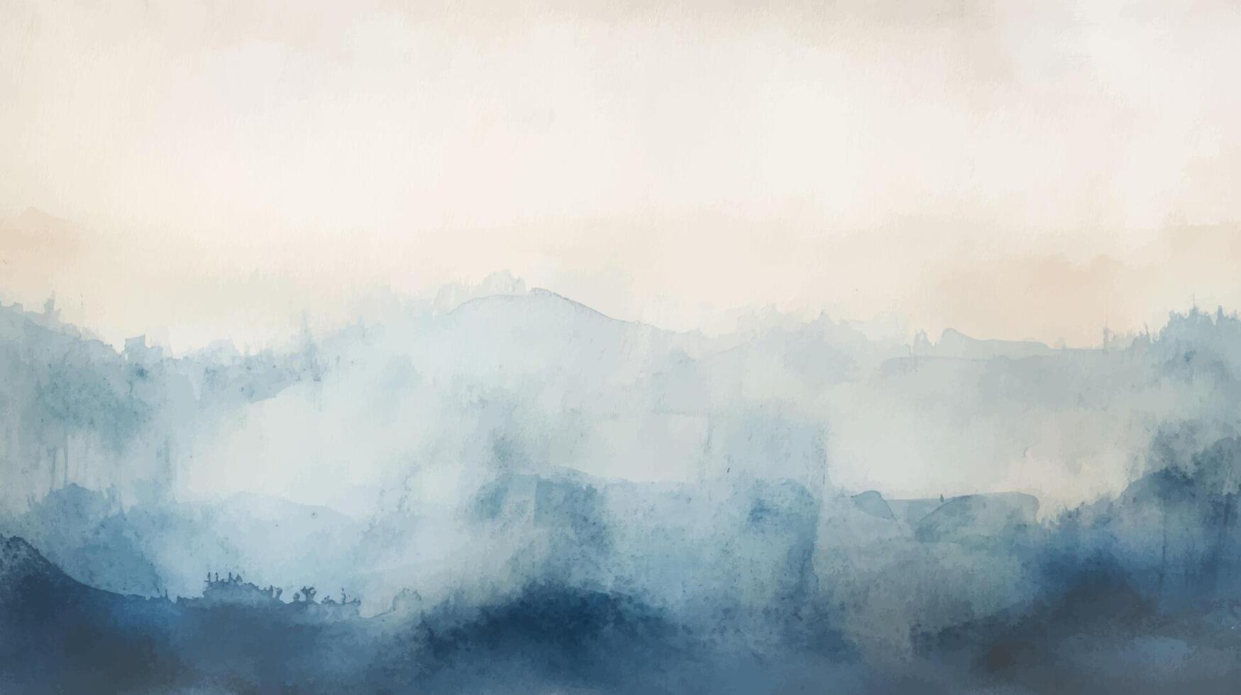 Abstract horizontal watercolor background template design. Brush stroked painting backdrop with blue beige pastel color watercolour vector