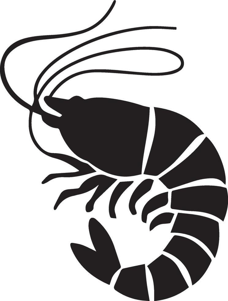 shrimp fish silhouette logo design vector
