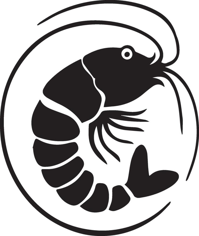 shrimp fish silhouette logo vector