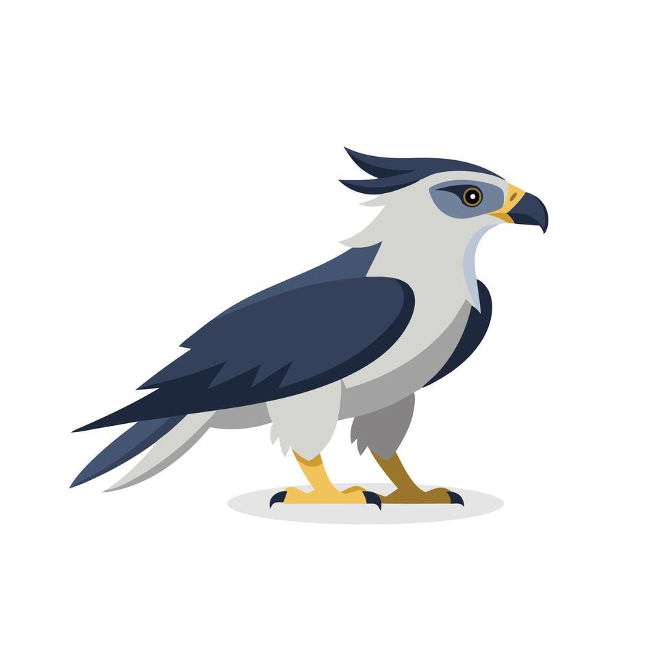 Harpy Eagle bird isolated flat illustration on white background. vector