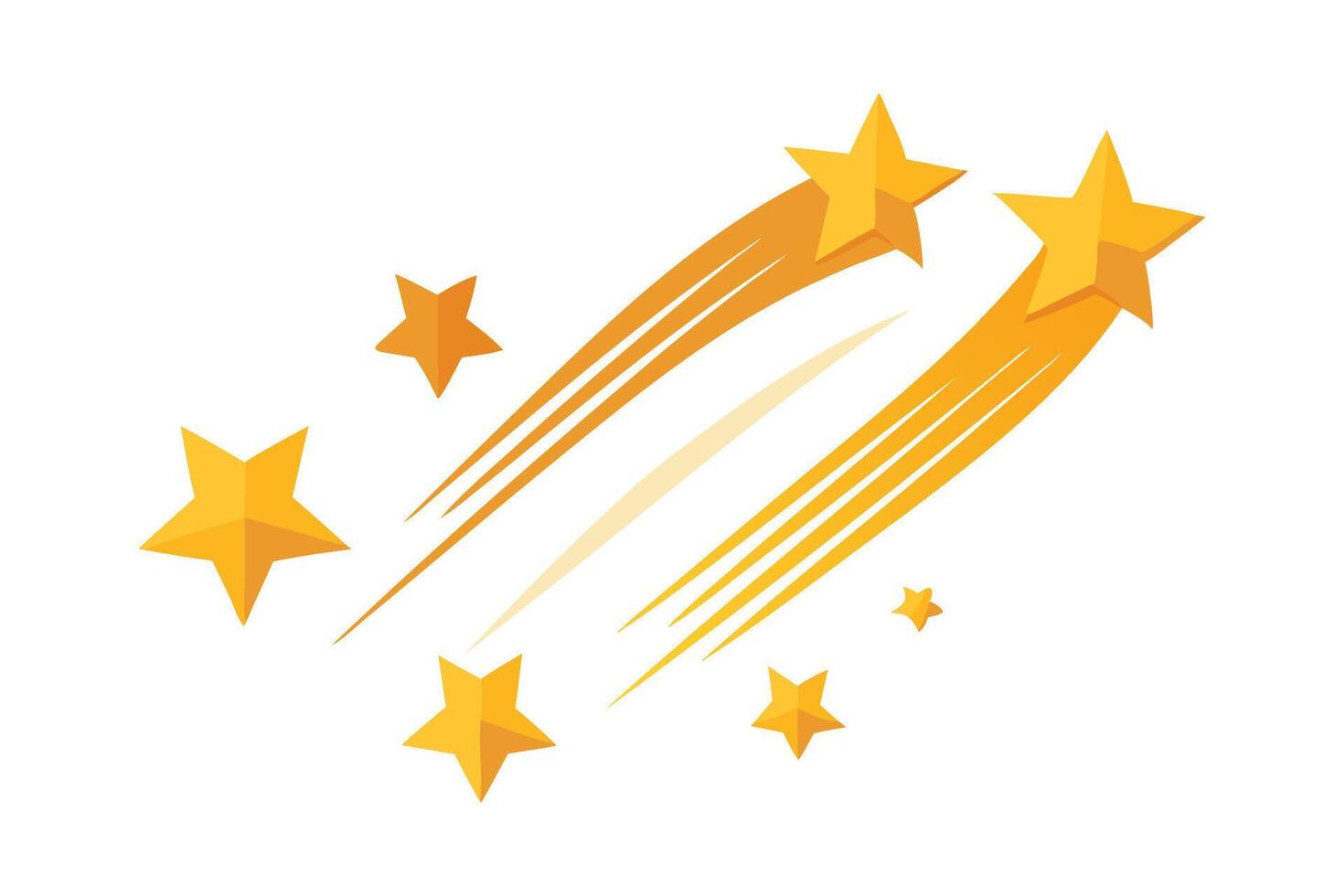 Shooting stars icons. Comet tail or star trail set isolated flat illustration on white background. vector