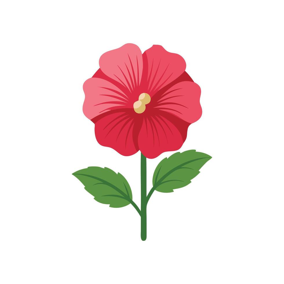 Hollyhock flower isolated flat illustration on white background vector