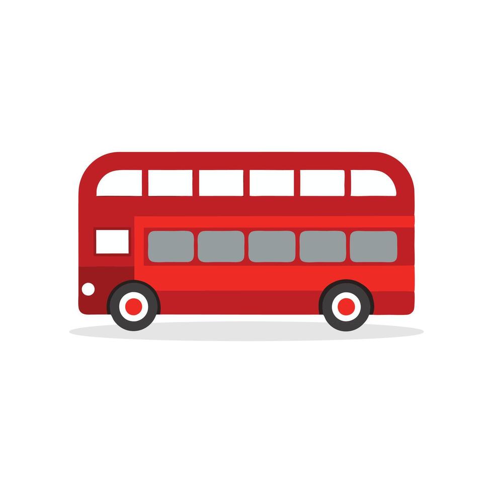 Old double decker red bus isolated flat illustration white background. vector