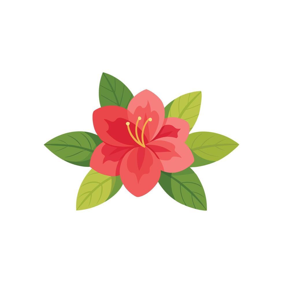 Azalea flower isolated flat illustration on white background vector