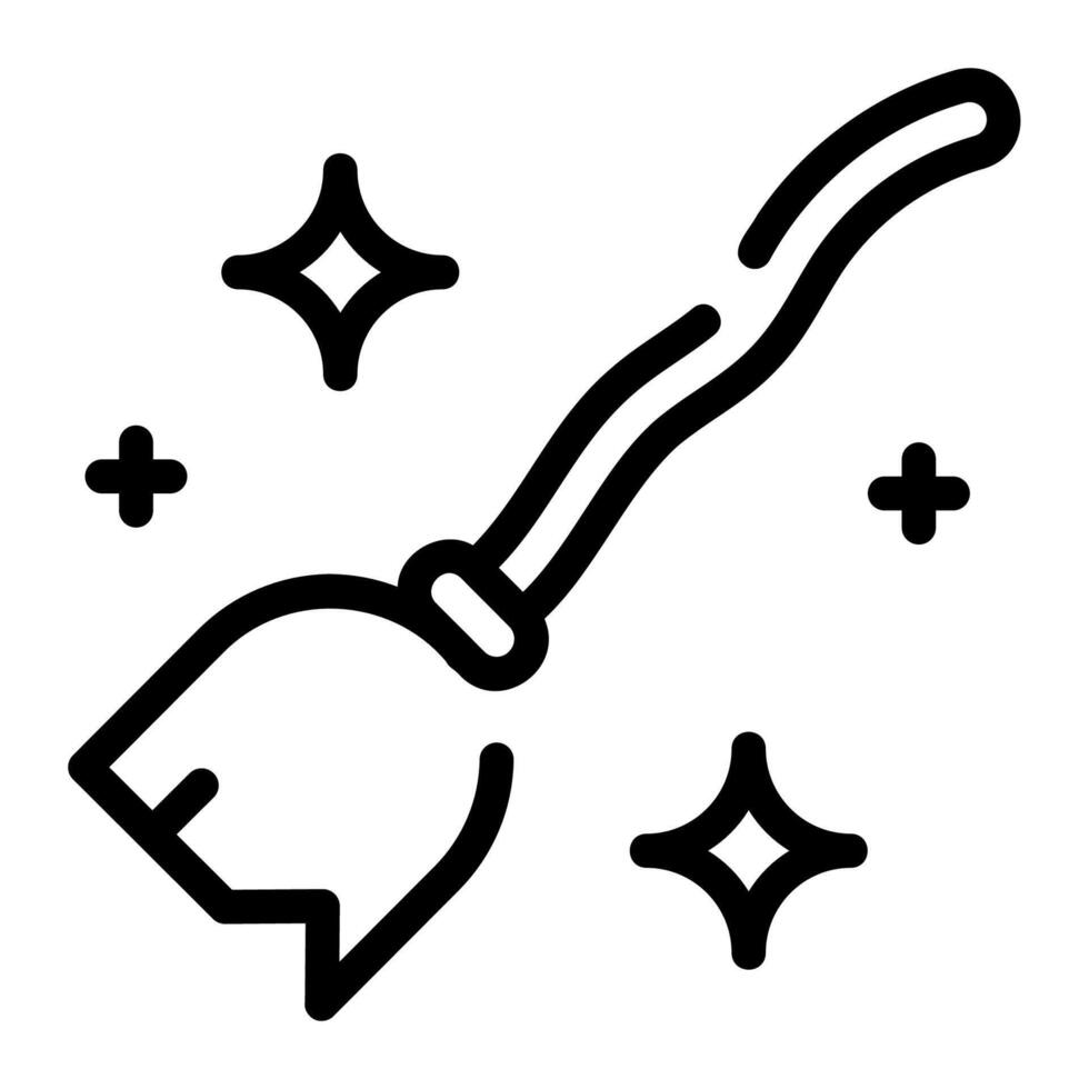 magic broom outline icon vector