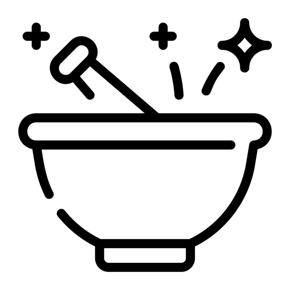 witchcraft mortar outline icon vector