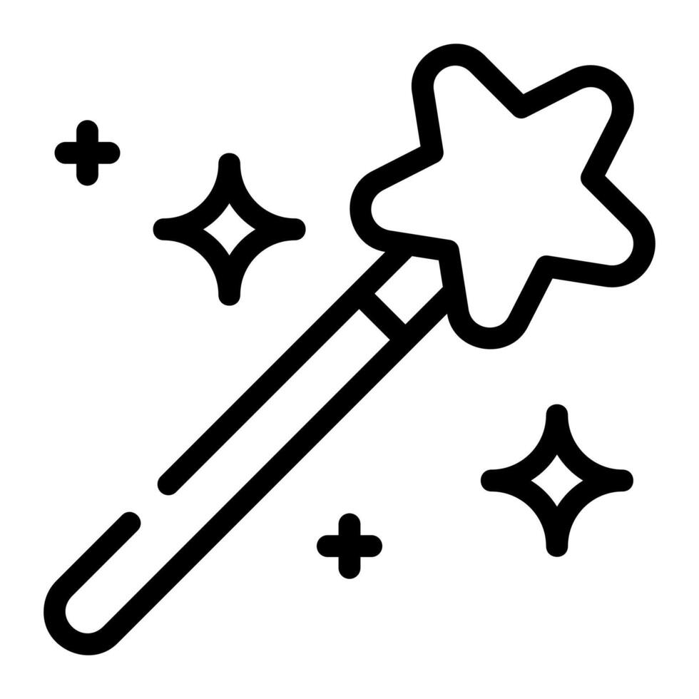 magic wand outline icon vector
