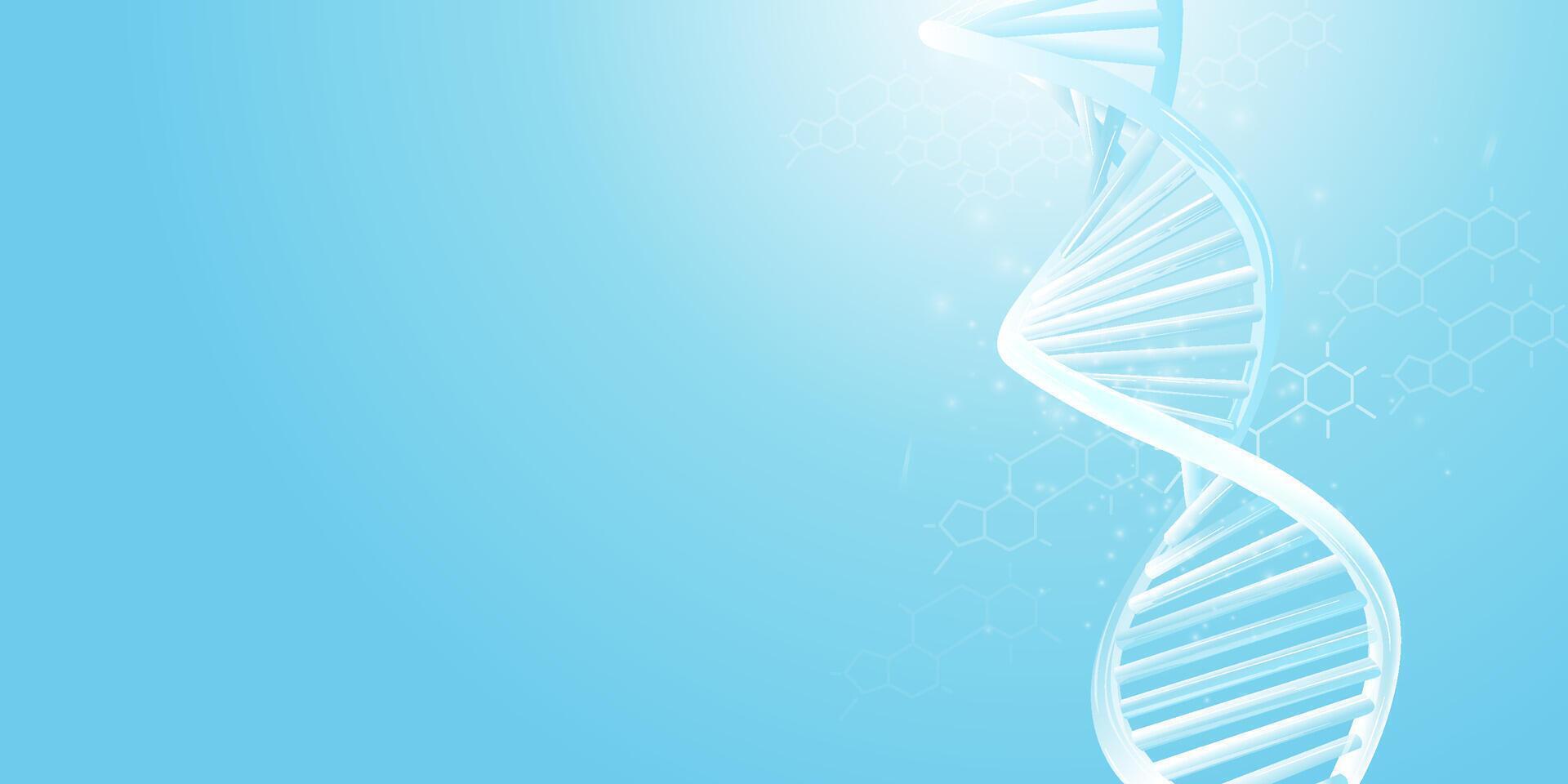 DNA double helix model on a light blue background. vector