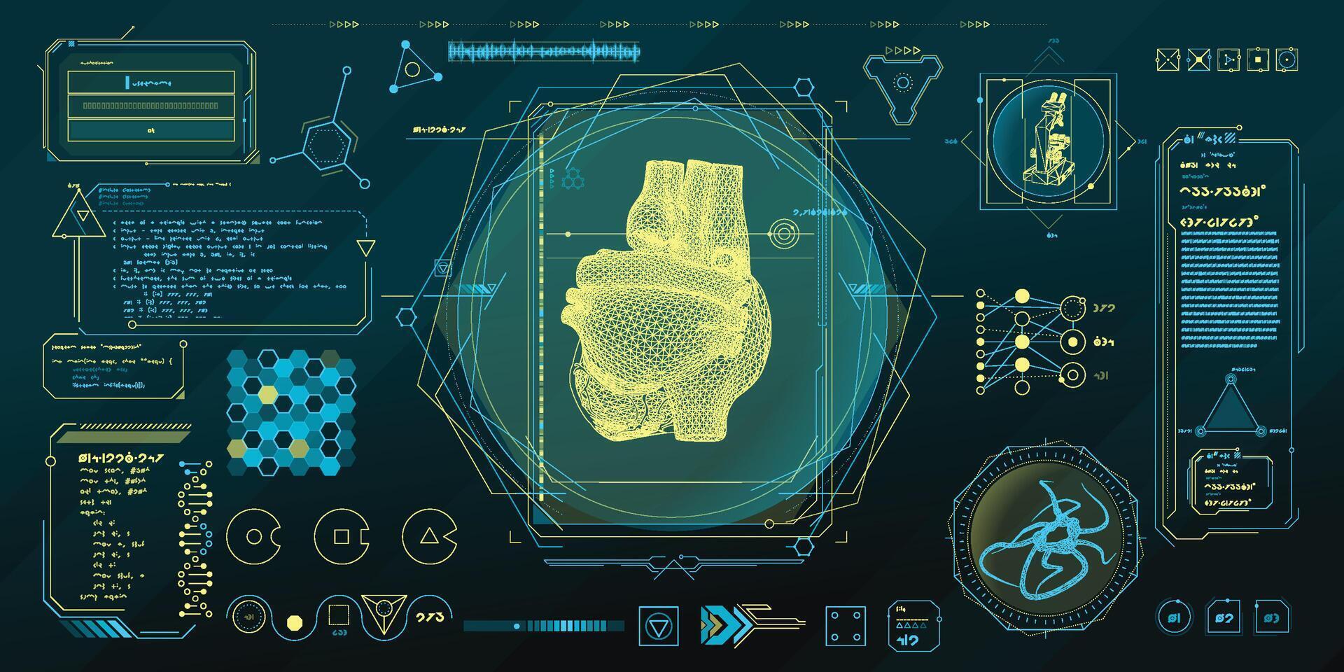 data elements for sci-fi interface infographics. vector