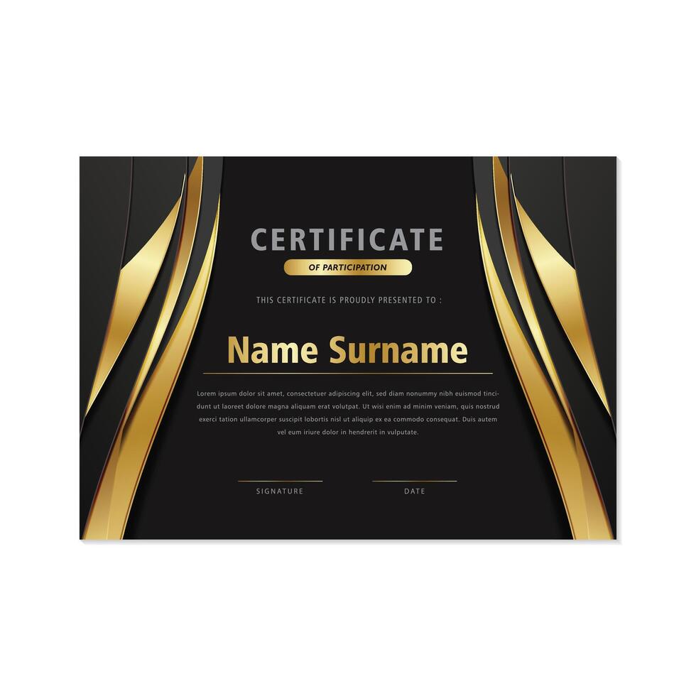 Dark gold appreciation certificate design vector