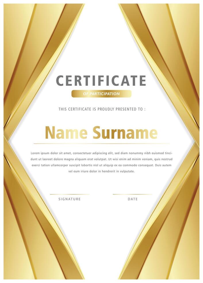 luxury gold appreciation certificate design vector