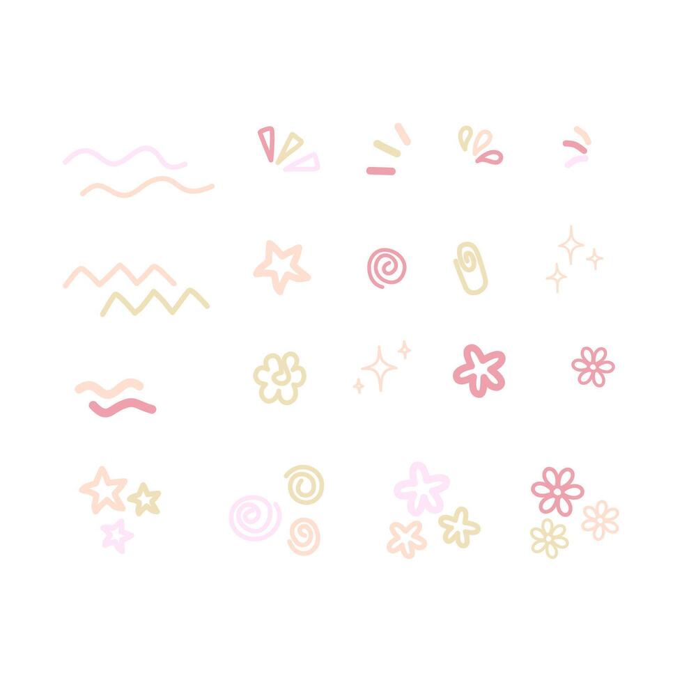 Set of Abstract Doodle in Pastel Color vector
