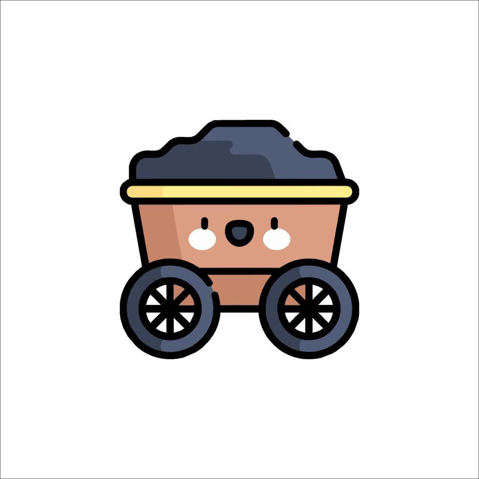 Cartoon coal wagon icon vector