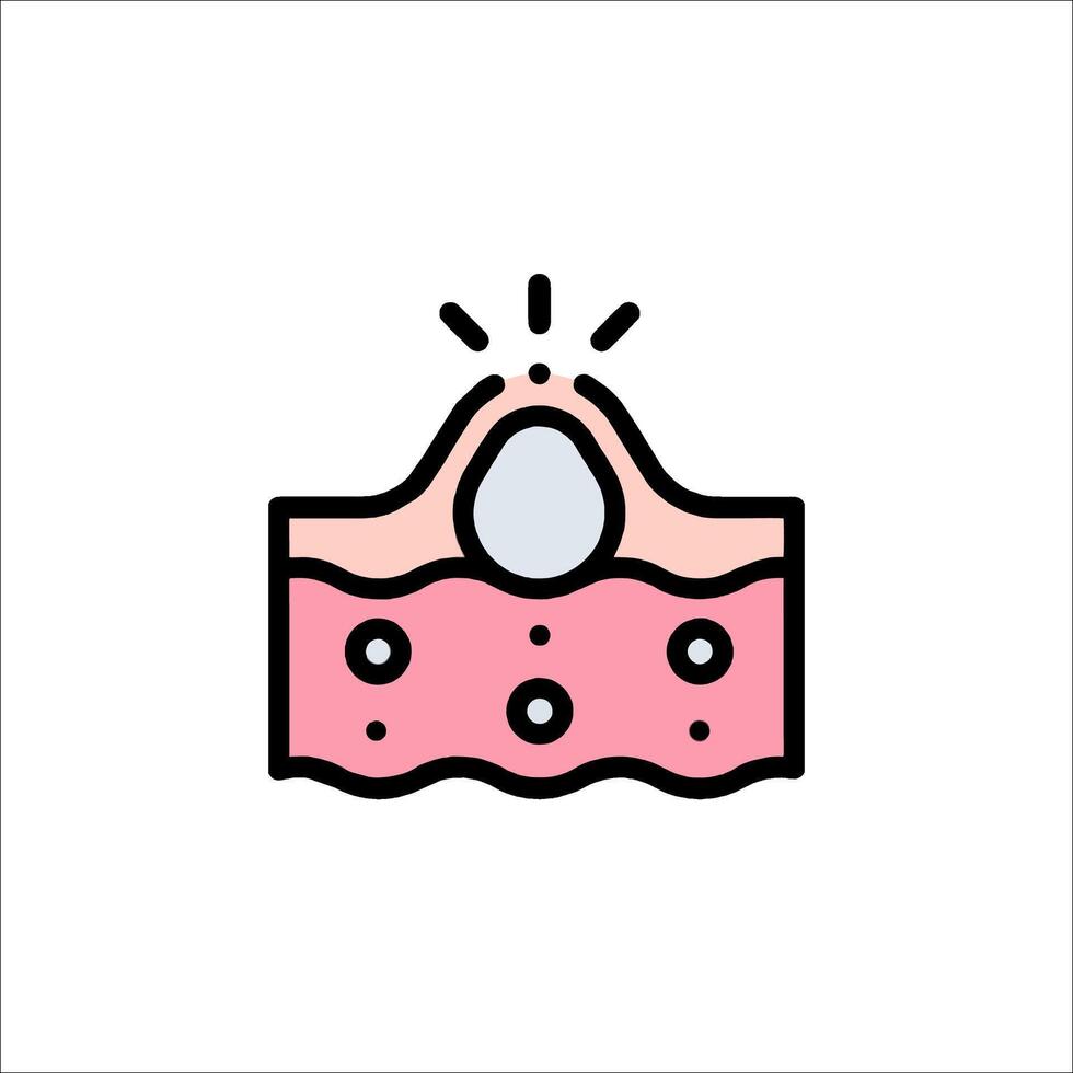 A pink and white icon of a tooth vector