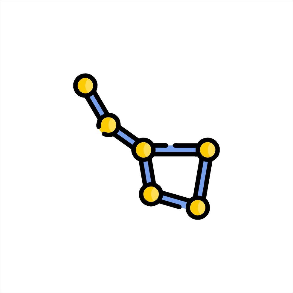 A constellation is shown in a line drawing vector