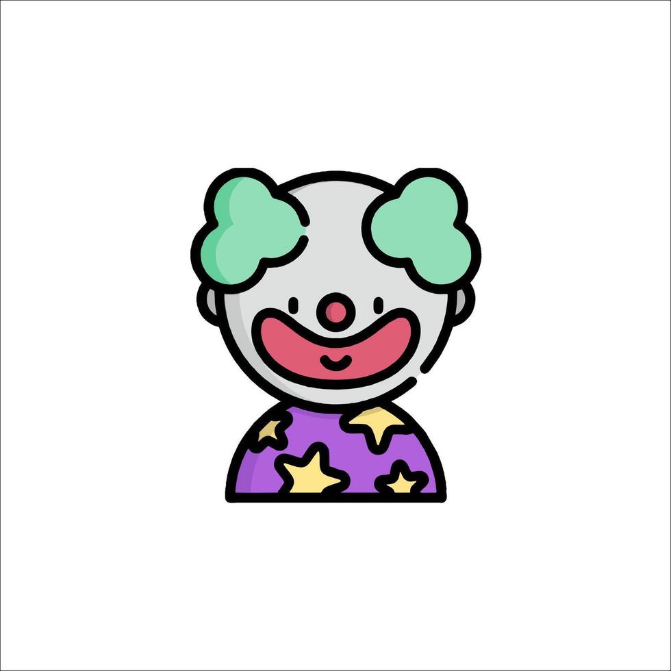 A cartoon clown with green hair and a star on his head vector