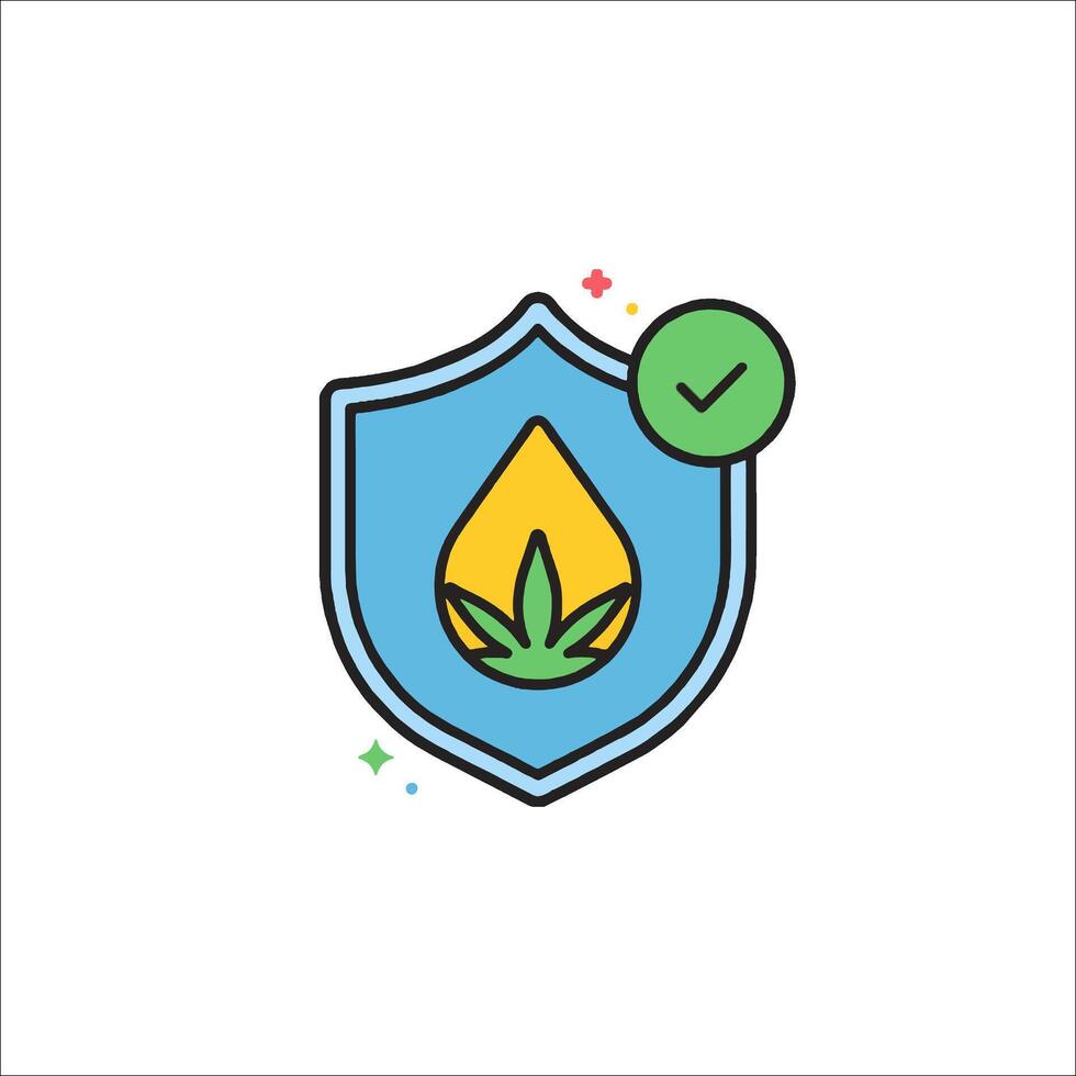 A cannabis leaf and a check mark on a shield vector