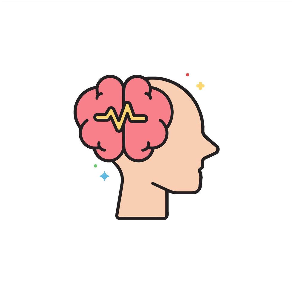 A brain with an ecg line icon vector