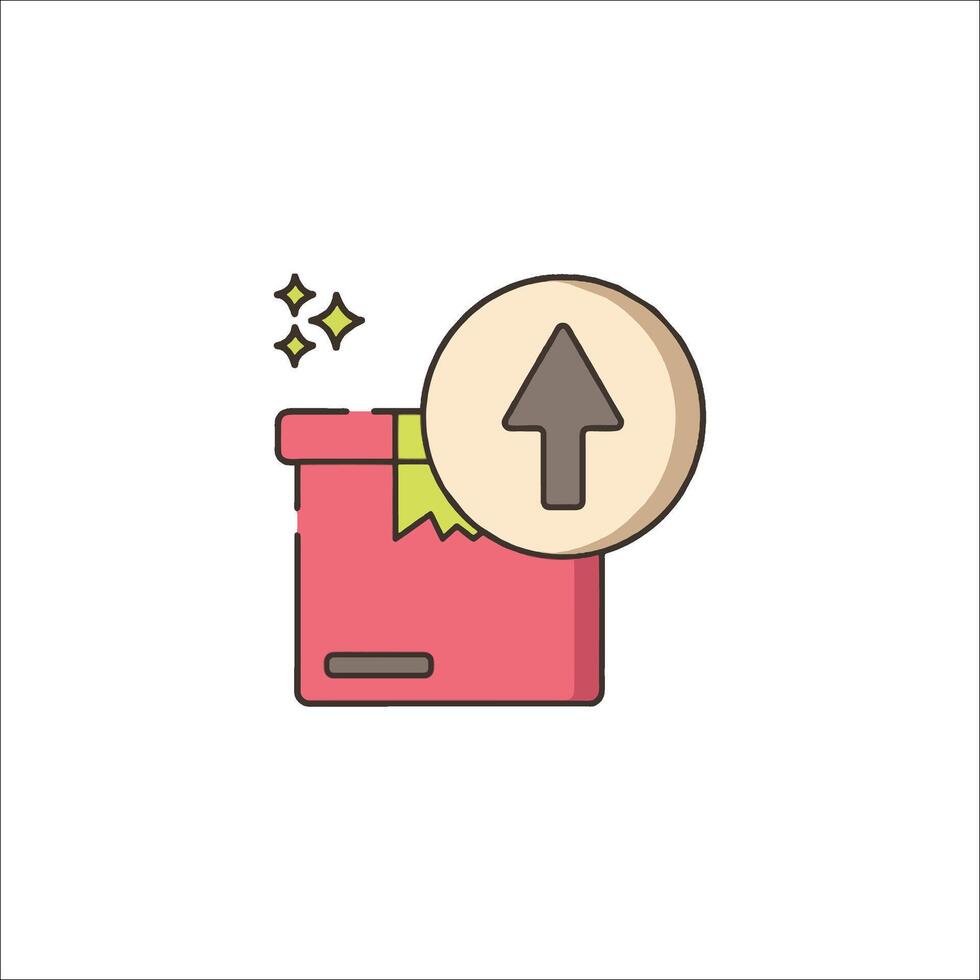 A red box with an arrow pointing up and a star vector
