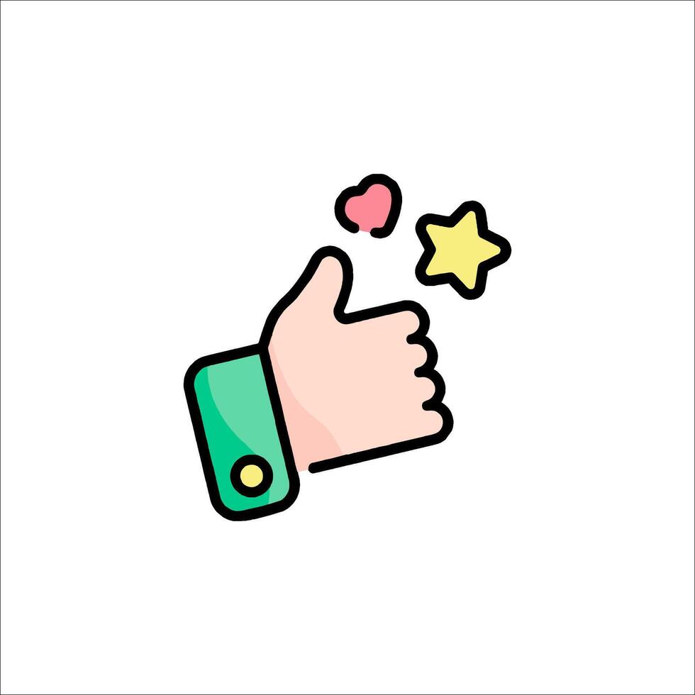A hand with a thumbs up and star vector