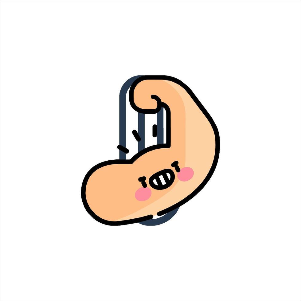 A cartoon stomach with a pink face and a pink tongue vector