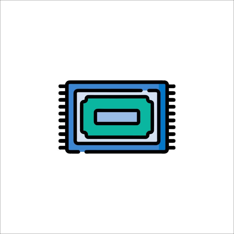 A computer chip icon on a white background vector