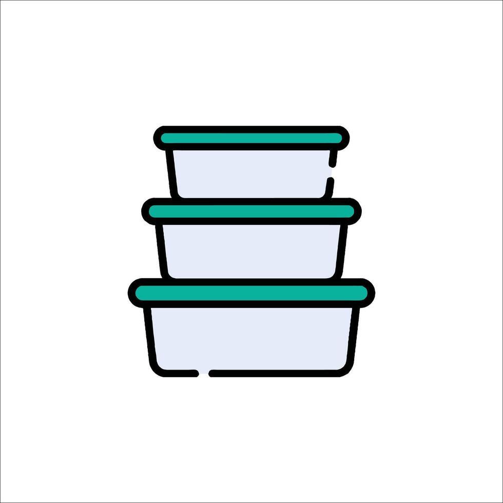 A stack of plastic containers on a white background vector