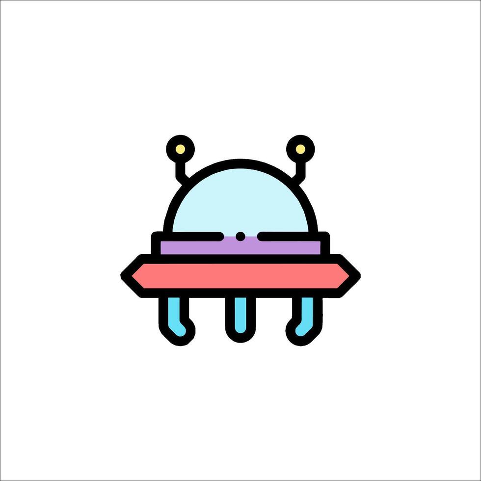 Alien spaceship icon in a flat style vector
