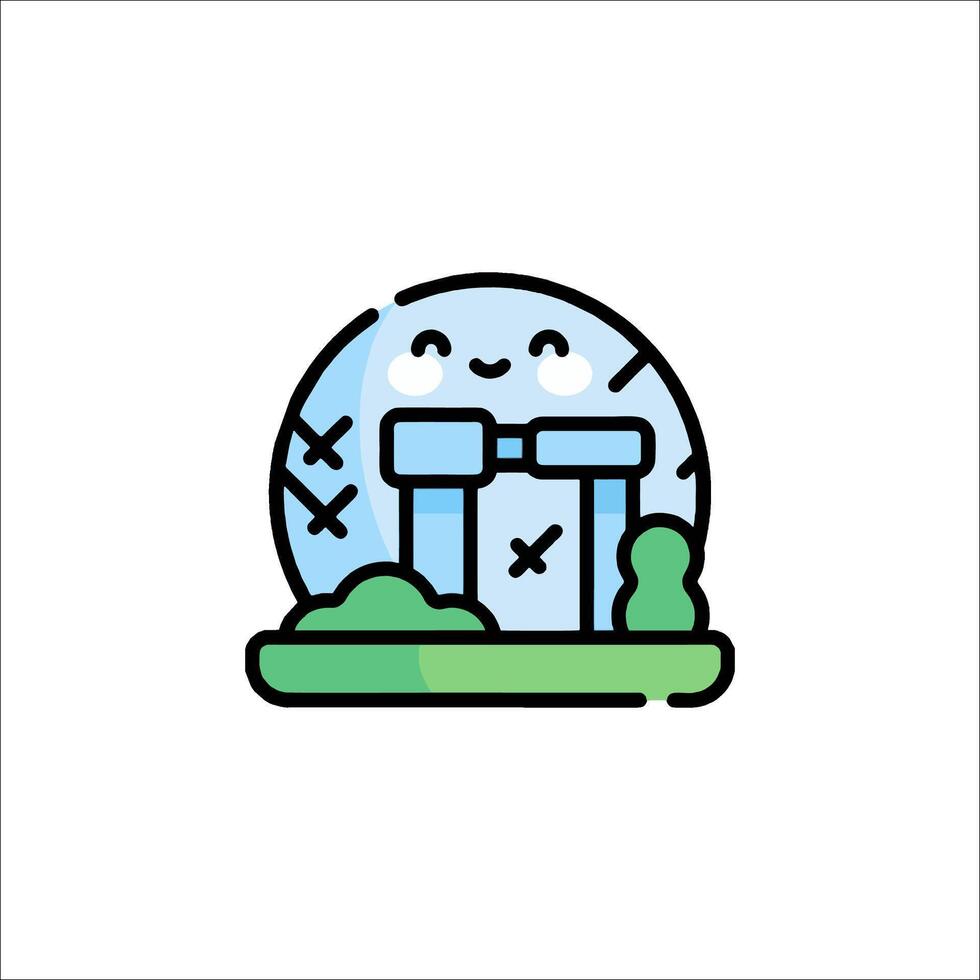 A cartoon character is sitting in a snow globe vector