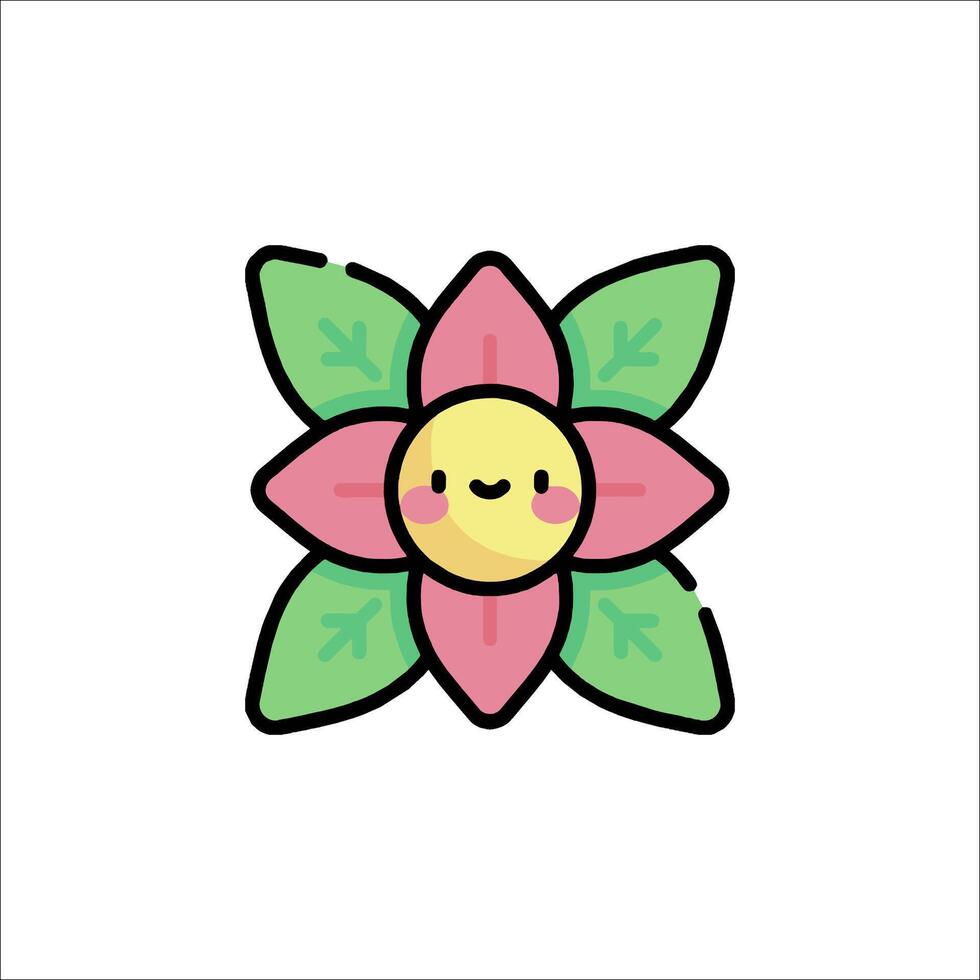 A cute flower with a smiley face on it vector