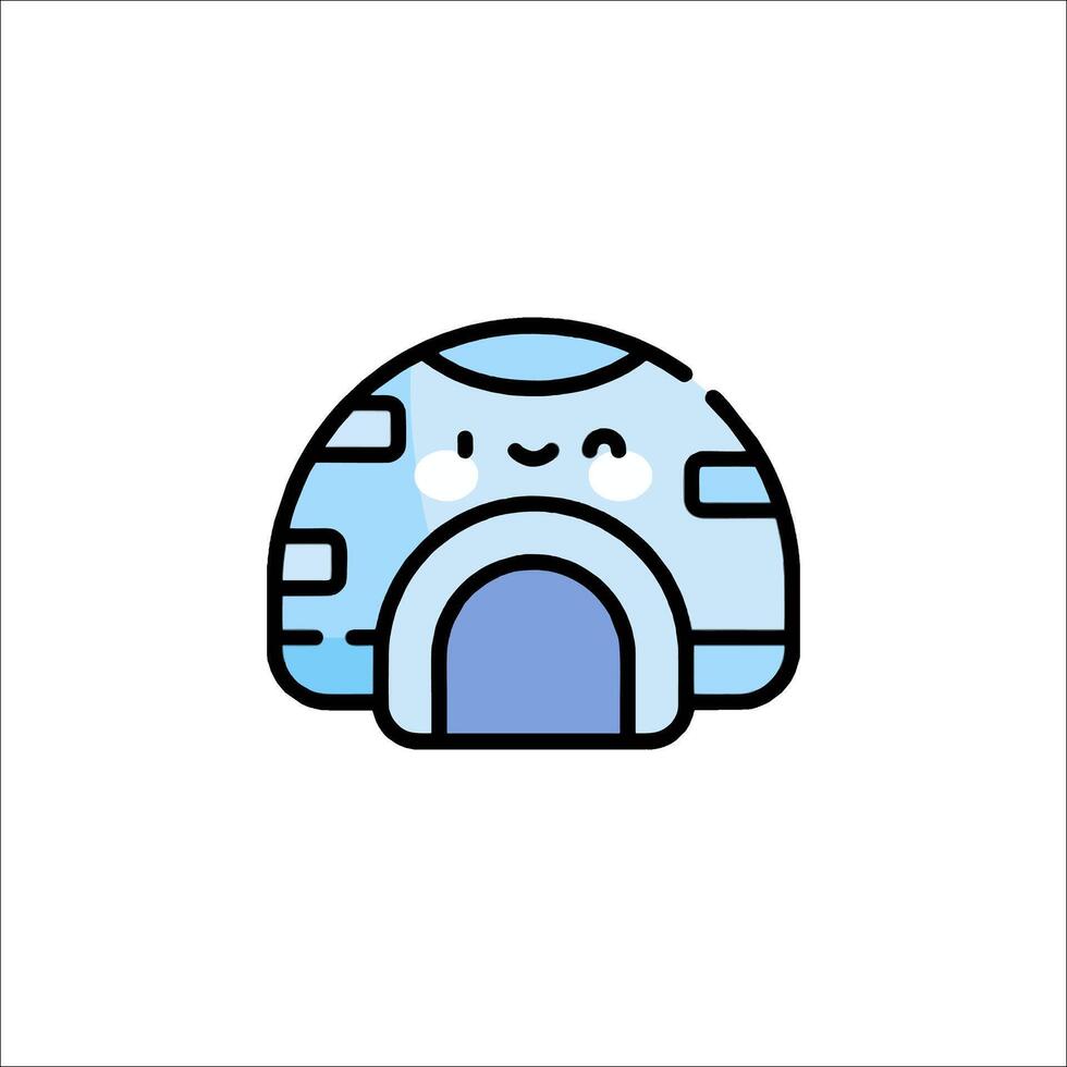 A cute little igloo with a blue door vector
