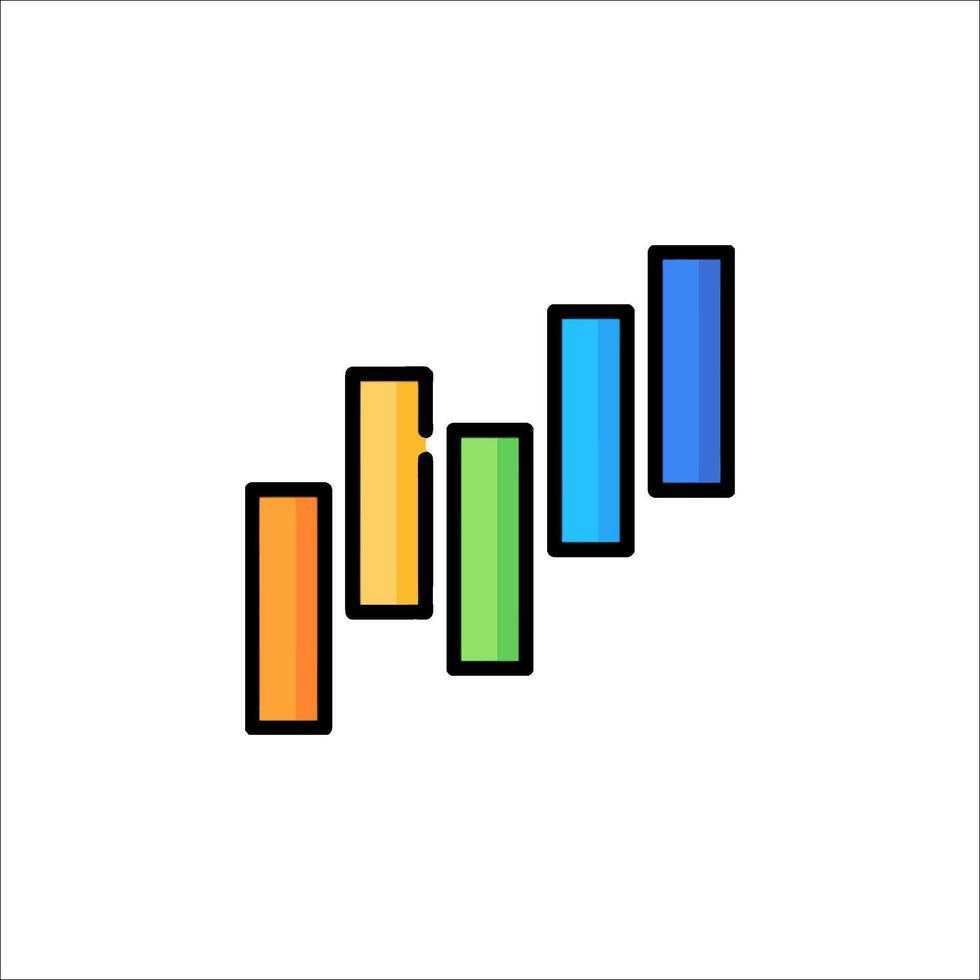 A colorful bar graph icon on a white background vector