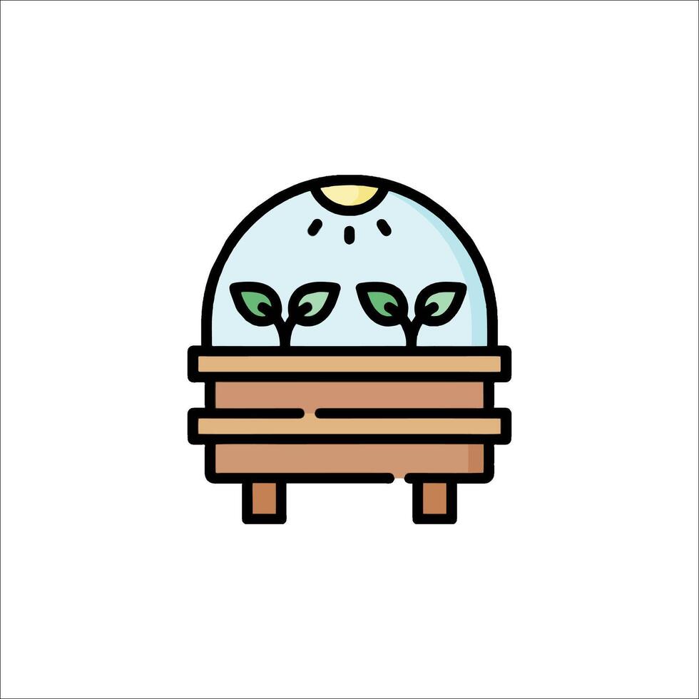 A plant inside a glass dome icon vector