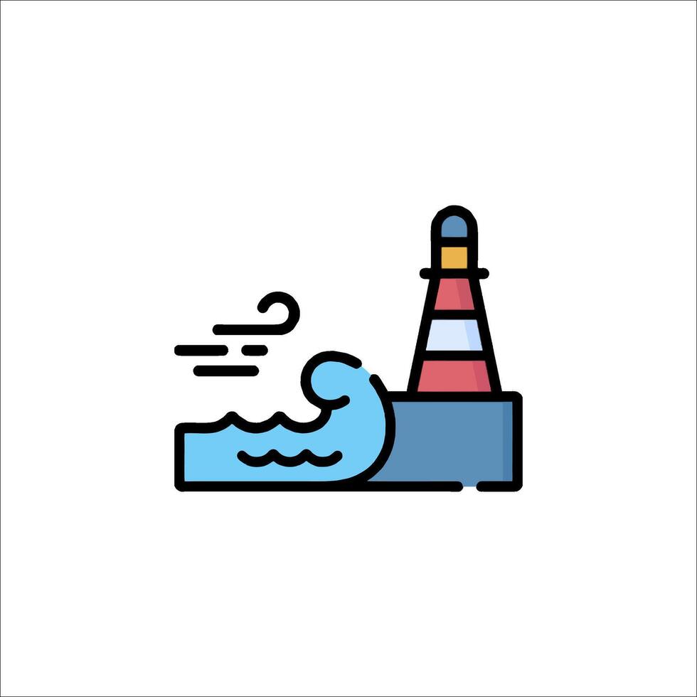 A lighthouse and wave icon on a white background vector