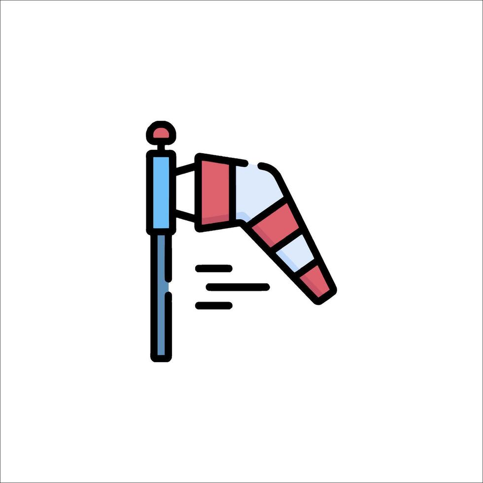 A red and white striped flag with a pole vector