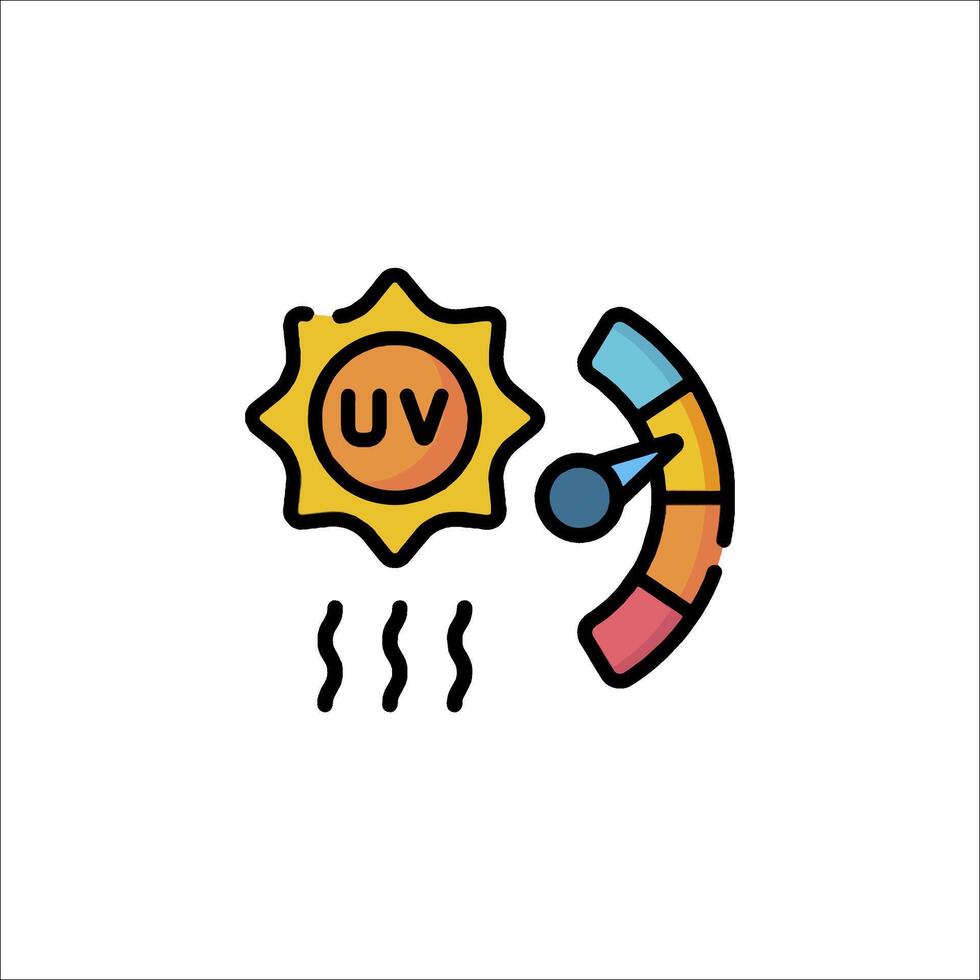The sun is shining on a thermometer and a thermometer is showing the temperature vector