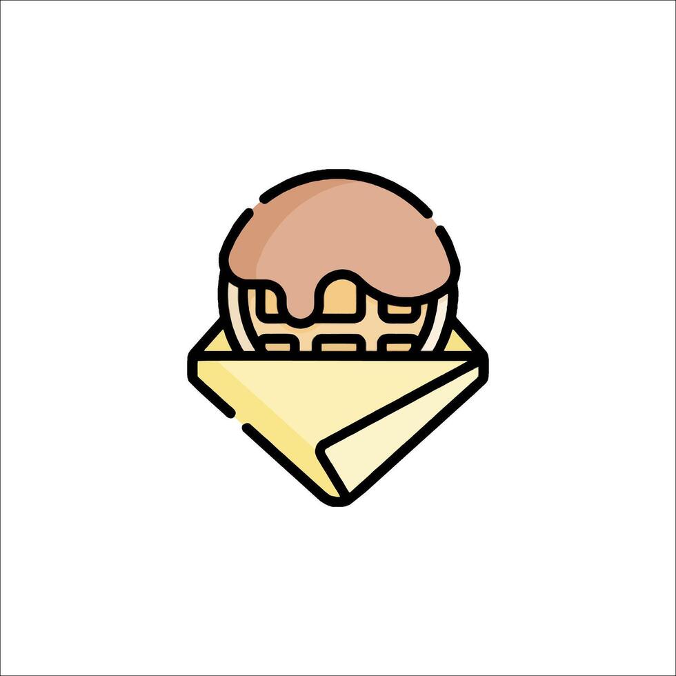 A waffle with a piece of chocolate on top vector