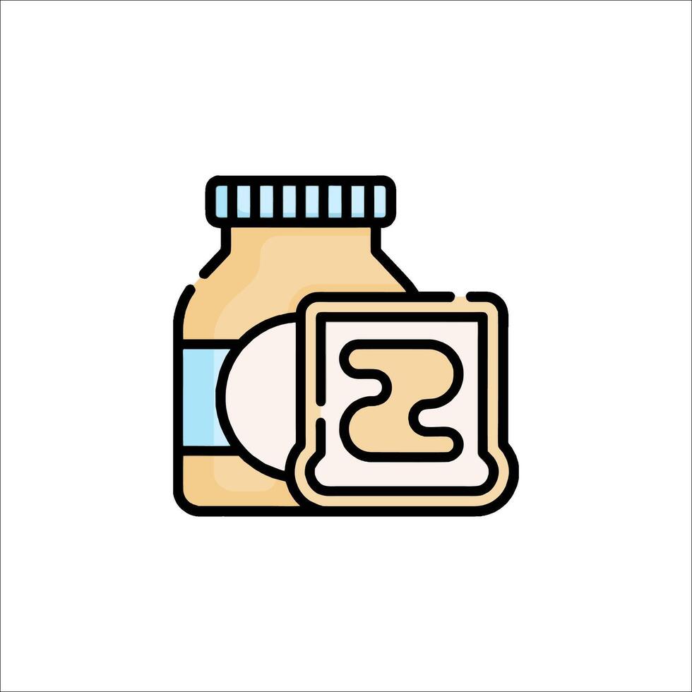 A jar of peanut butter and a piece of bread vector
