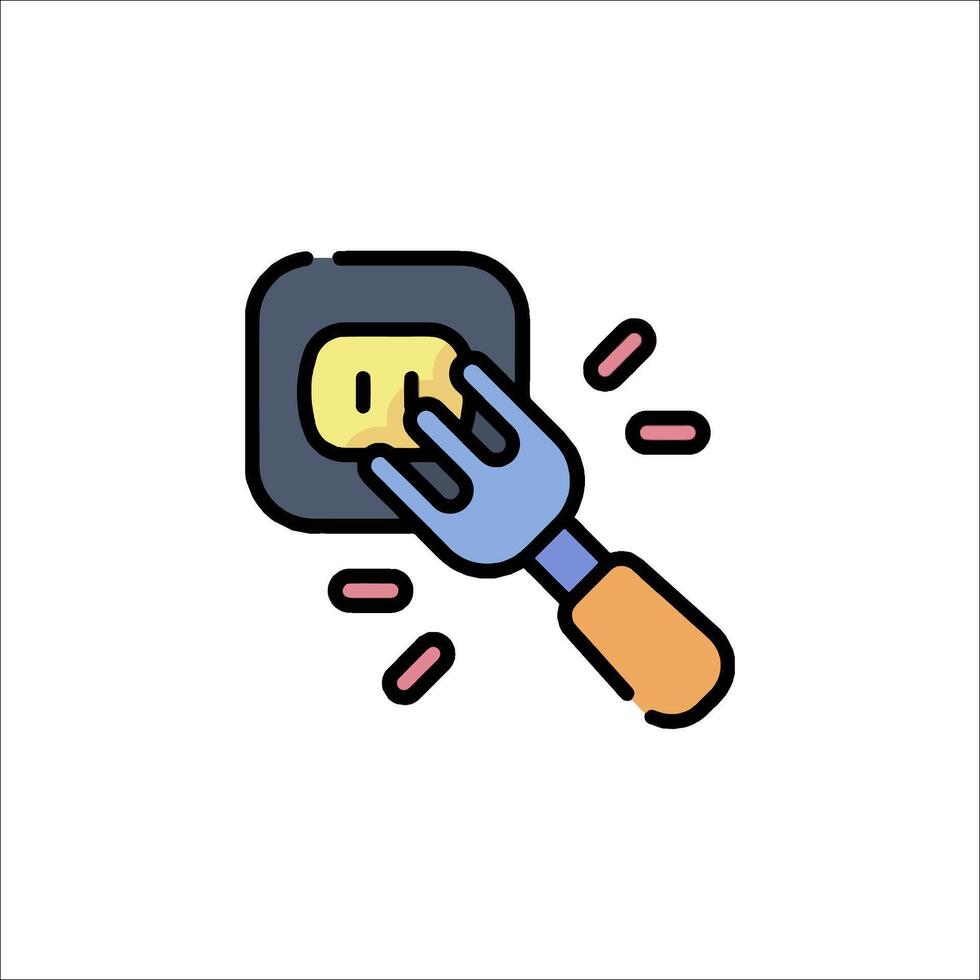 A fork and knife icon with a light bulb vector