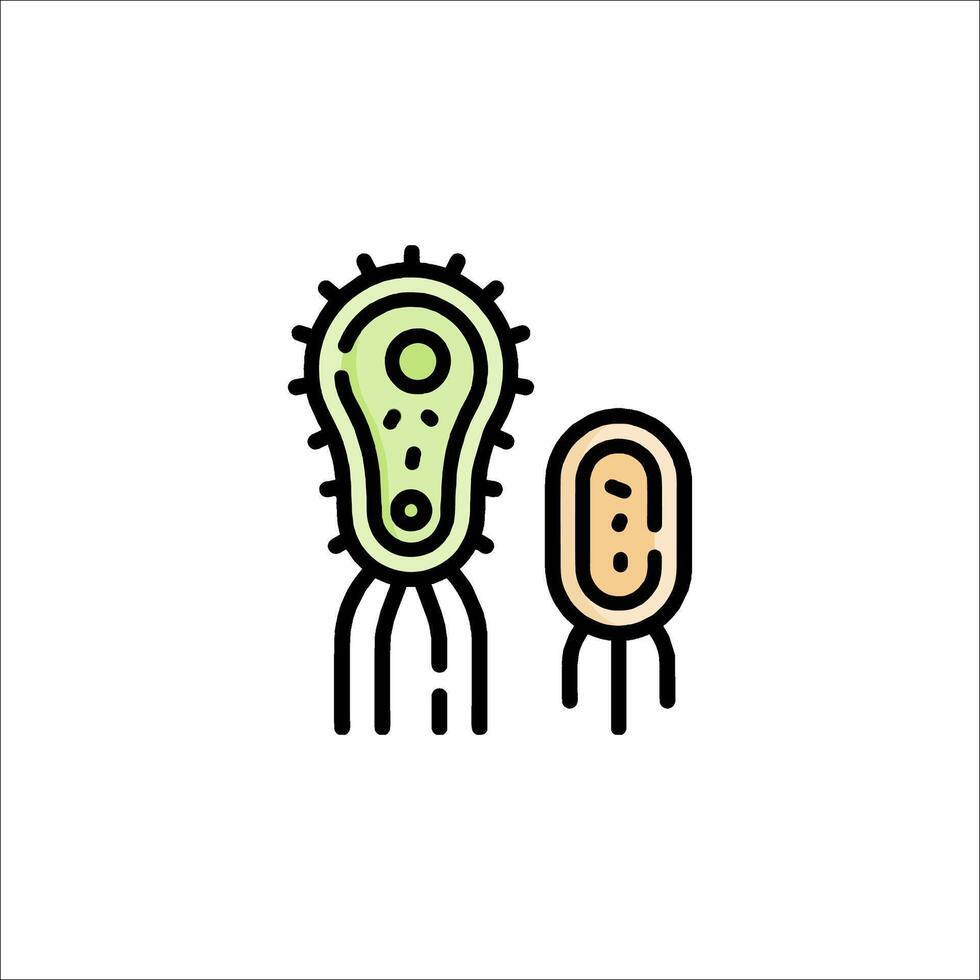 A line drawing of two bacteria vector