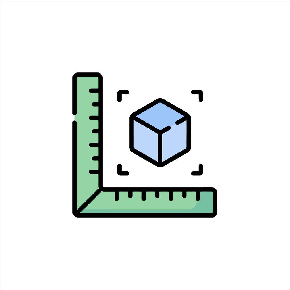 A ruler and cube icon vector