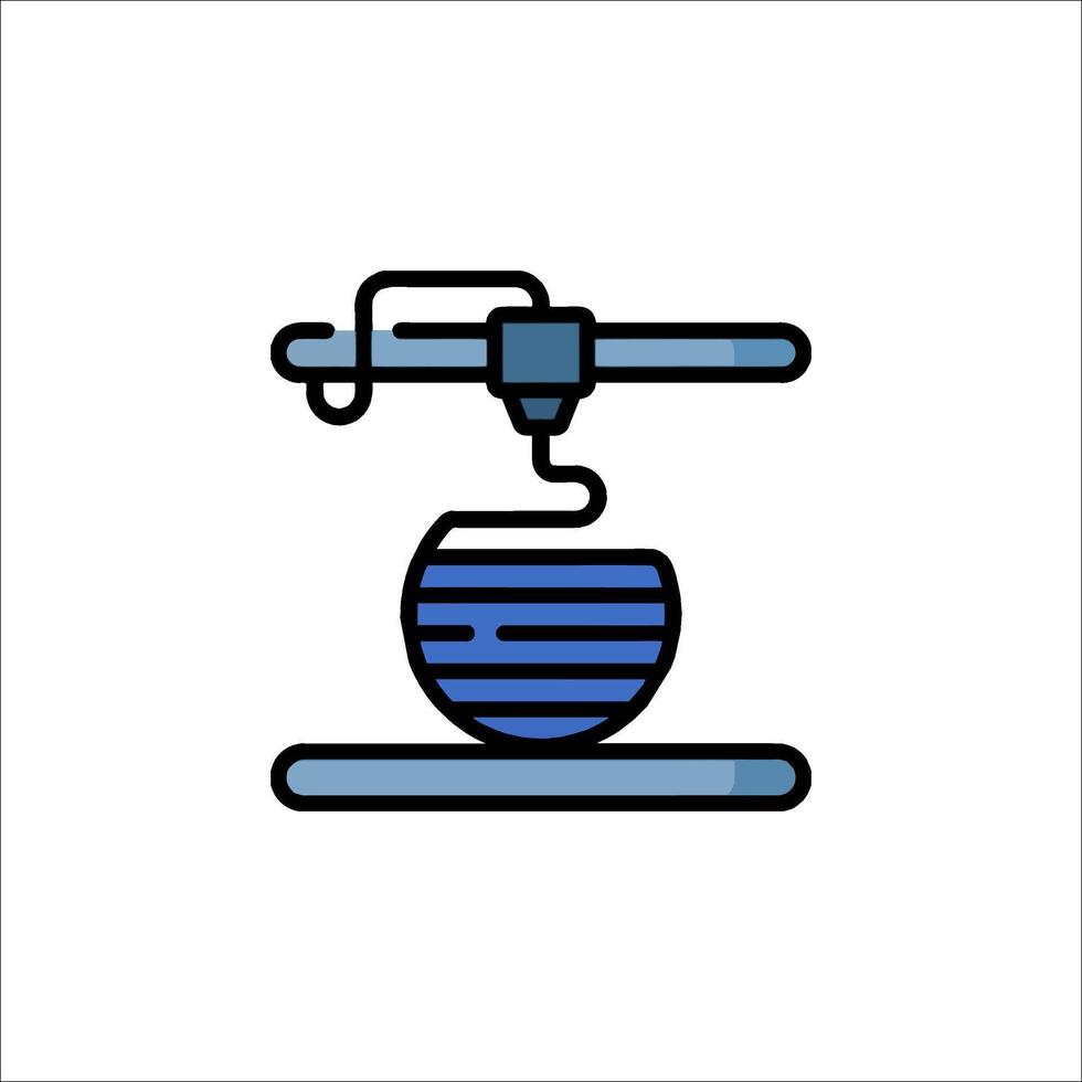A blue and white icon of a machine that is holding a bowl vector