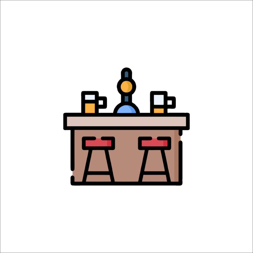 A bar with two stools and a beer bottle vector