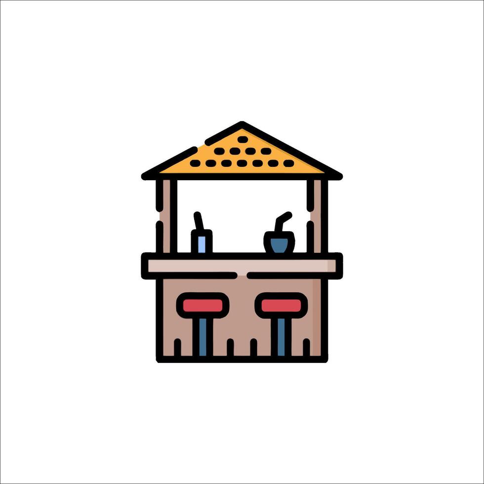 A bar with a roof and a table inside vector