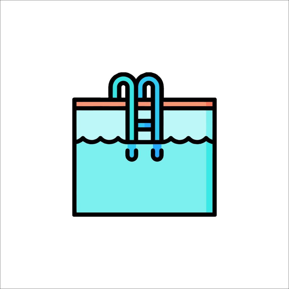 A swimming pool icon with a ladder vector