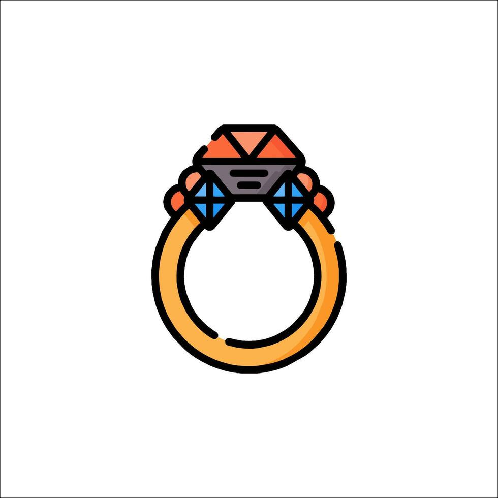 An orange and blue ring with a diamond on it vector