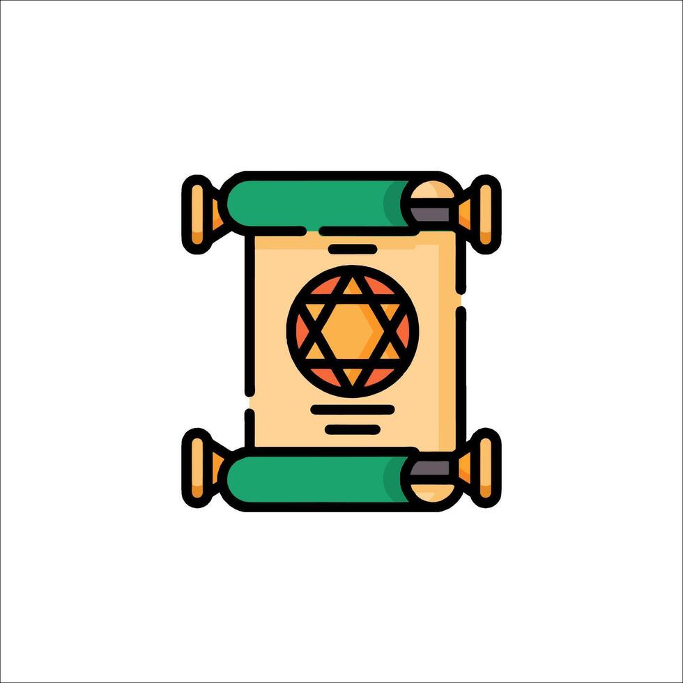 A scroll with a star of david on it vector