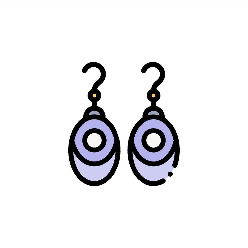 A pair of earrings with a purple design vector