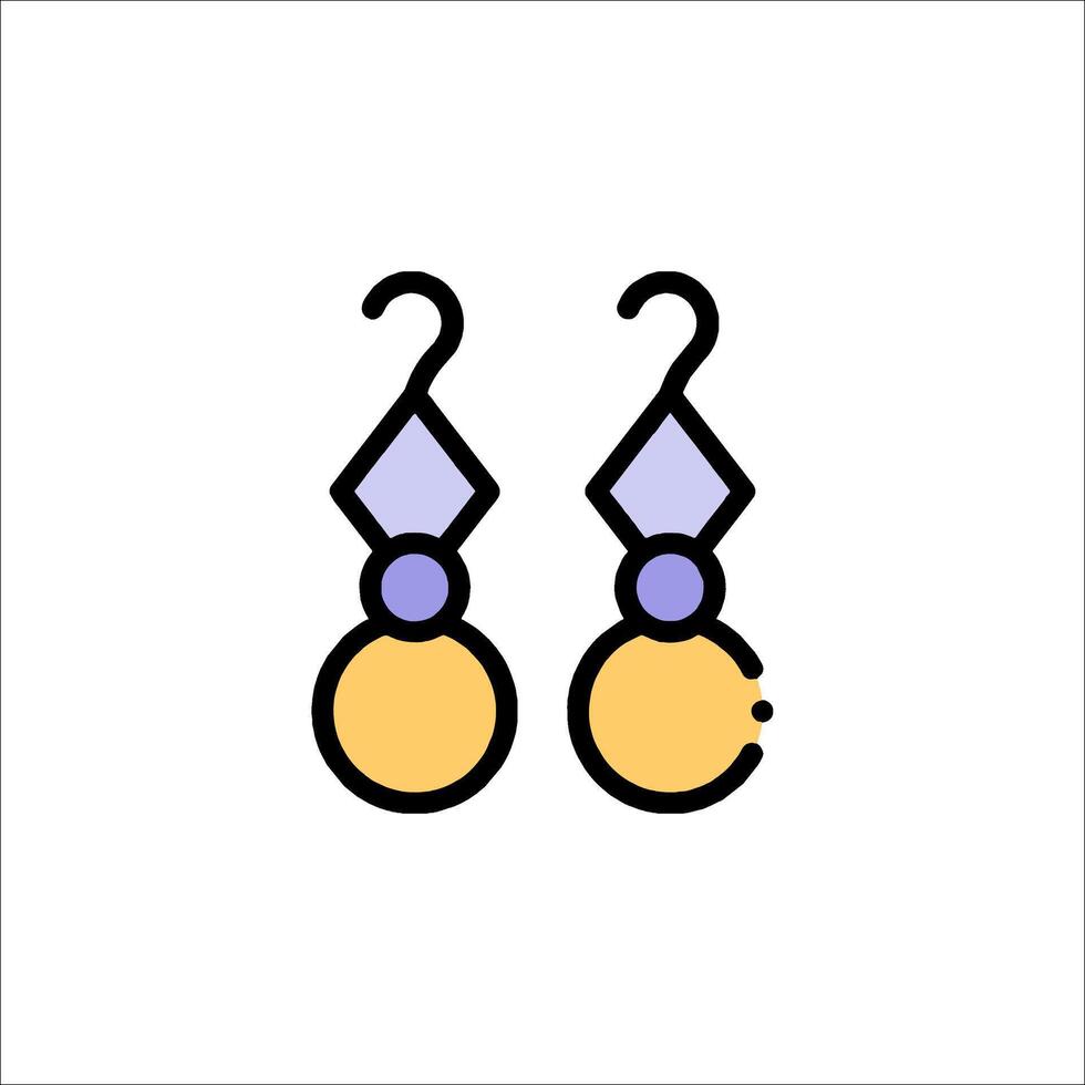 A pair of earrings with a yellow and purple design vector