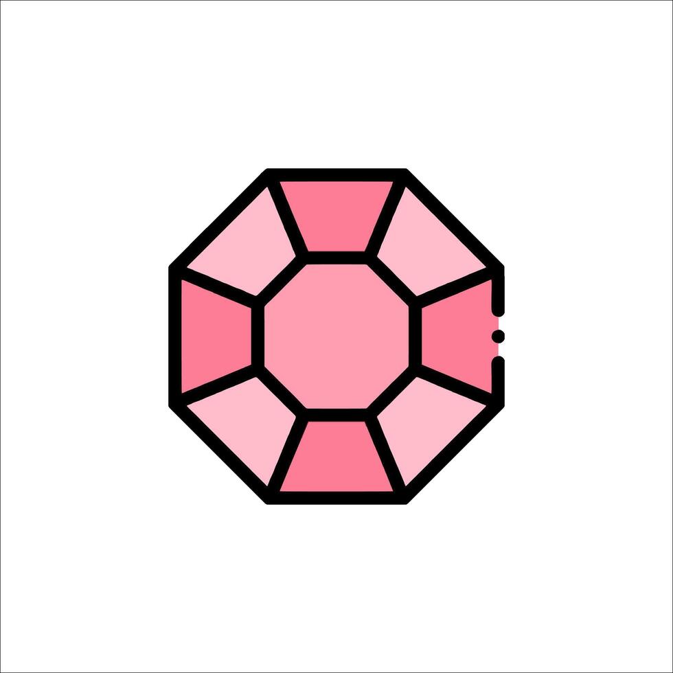 A pink diamond icon in a flat style vector